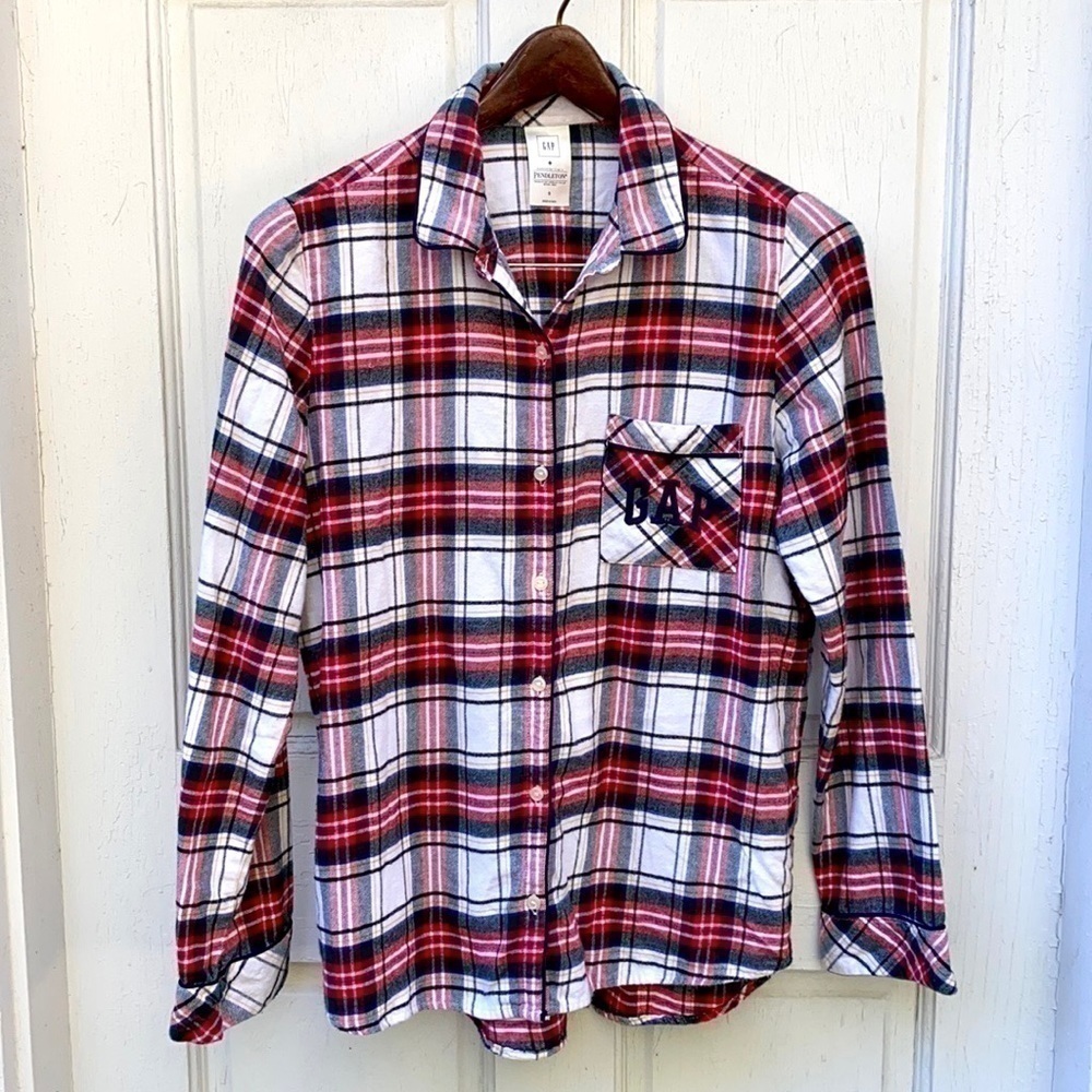 GAP + Pendleton Holiday Plaid Button Down Shirt/Pajama Top Sz S